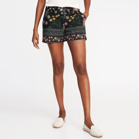 Old Navy Pants - Old Navy Floral Mid-Rise Everyday Khaki Shorts 4